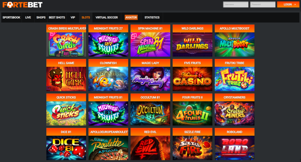 Slot Games Available at Fortebet Rwanda